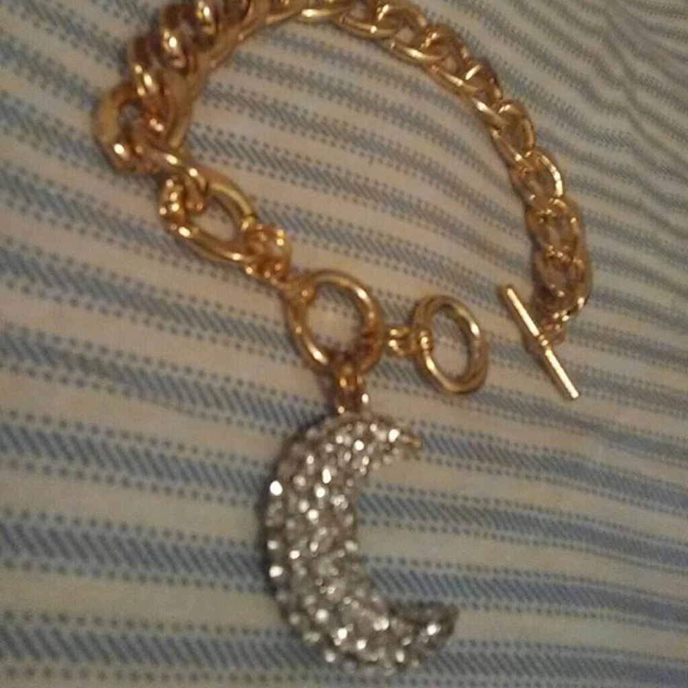 Gold bracelet with moon charm